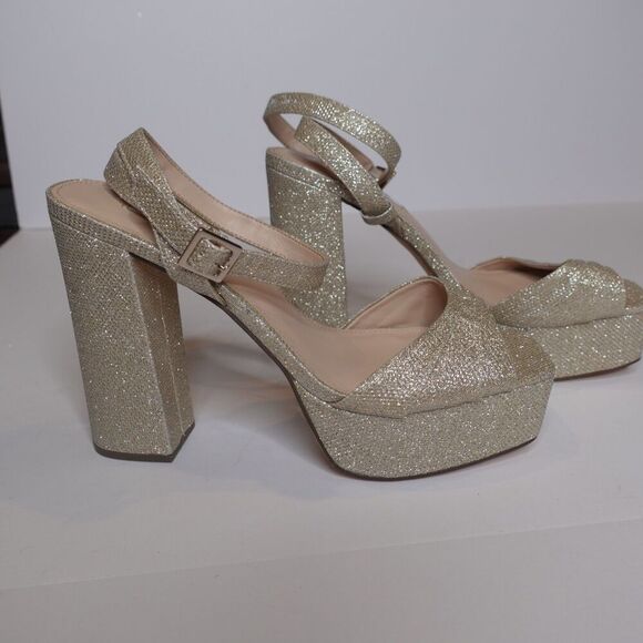 NINA Dorcas Platform Sandals Heels Sparkle Gold Womens Size 10 New - Picture 5 of 8